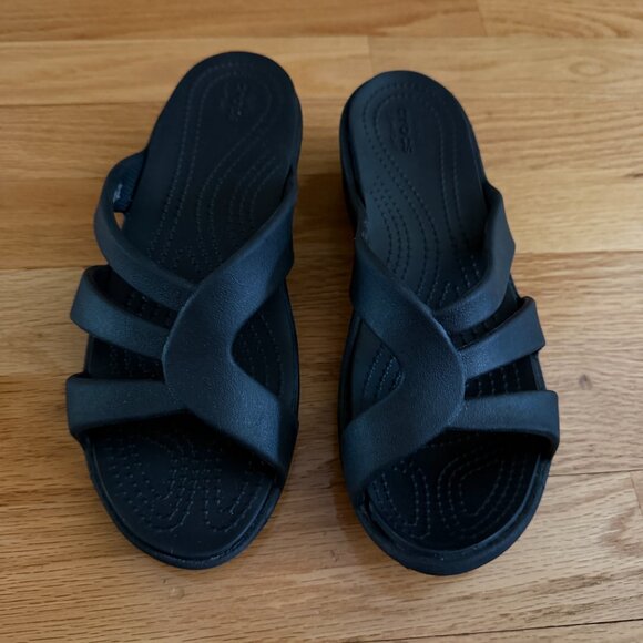 Crocs Sanrah Strappy Wedge Sandals Size 5 - Picture 3 of 9